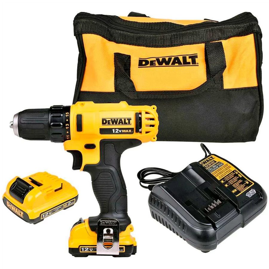 Parafusadeira e Furadeira a Bateria DEWALT DCD710D2 12V MAX Li-Ion 3/8 Pol. com 2 Baterias e Carregador