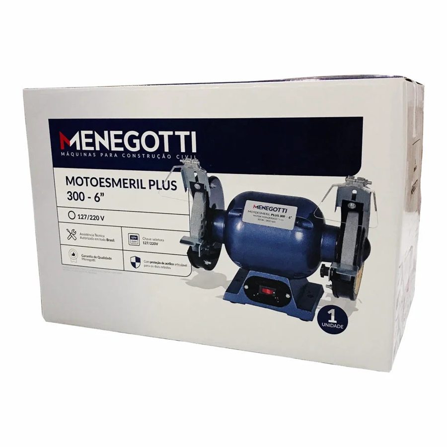 Motoesmeril Menegotti 300 Plus 6” 300W 1/2CV Bivolt